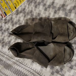 Eileen Fisher Dark Grey and Brown Wedge Heel Shoes Women' Size 5